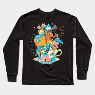 Tea cat party Long Sleeve T-Shirt